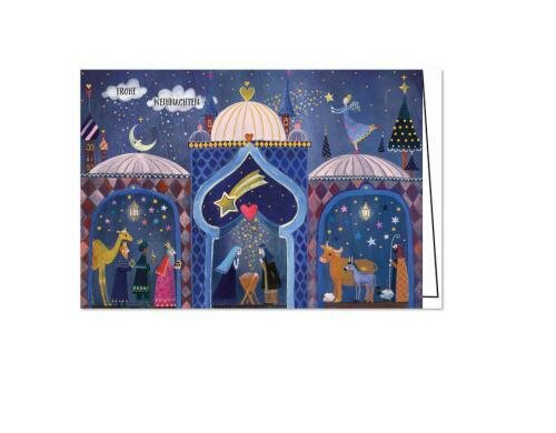 Edition Gollong Weihnachtskarte 125x185mm Frohes Fest Krippe