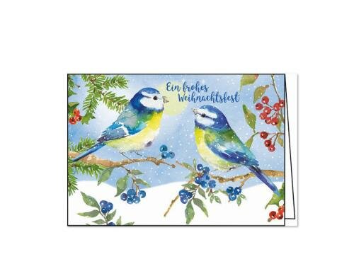 Edition Gollong Weihnachtskarte 125x185mm Frohes Weihnachtsfest Blaumeisen