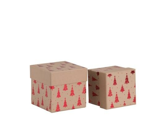 Rössler Geschenkbox 117x117x115/137x137x135 Christmas Trees, rot, 2 Stück