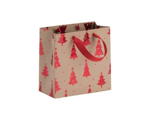 Rössler Geschenktasche Christmas Trees rot 120x120x60mm