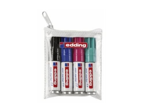 Edding Permanent Marker Mini schwarz, blau, kaminrot, türkis