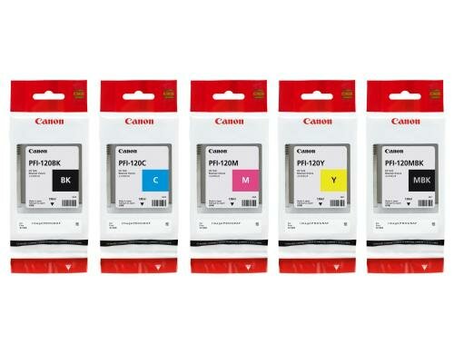 Tinte Canon PFI-120 Tintenset, BK,C,M,Y,MBK 5x 130 ml, zu TM-200/205/300/305