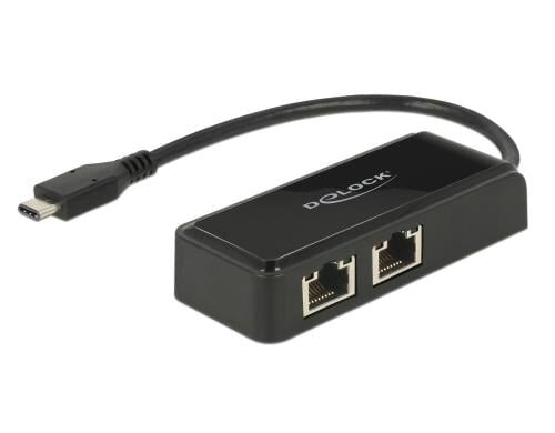 USB3.1 Netzwerkkarte Typ-C - 2x RJ45, 27cm für USB3.1 Geräte, 10/100/1000Mbps