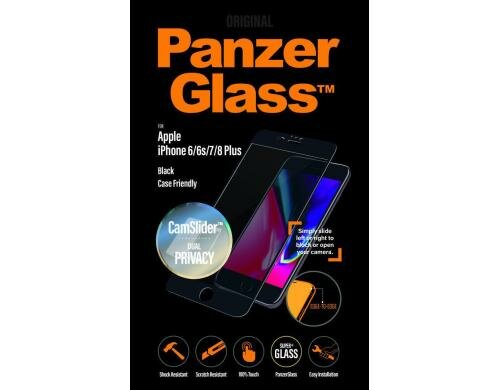 Panzerglass Displayschutz Privacy CamSlider für iPhone 6/6s/7/8Plus Edge-to-Edge black