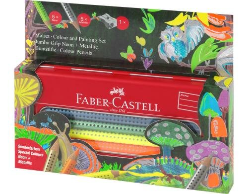 Faber-Castell Jumbo Grip Metall Etui Neon + Metallic