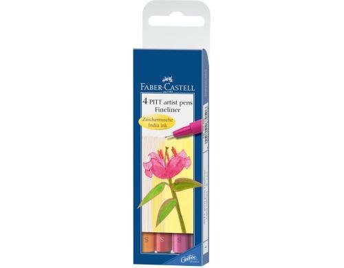 Faber-Castell PITT Artist Pen Fineliner S 4er Etui, warm colour