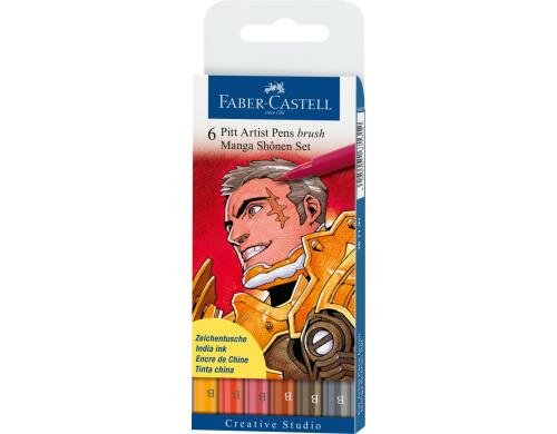 Faber-Castell MANGA Set PITT Artist Pen 6 Farben, Shonen