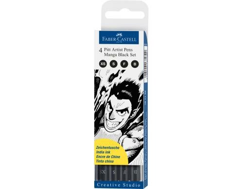 Faber-Castell MANGA Set PITT Artist Pen 4 Spitzen, schwarz