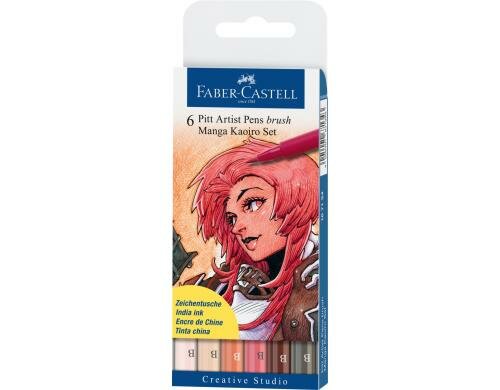 Faber-Castell MANGA Set PITT Artist Pen 6 Farben, Kaoiro