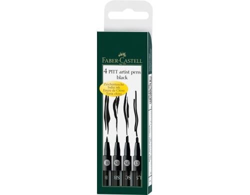 Faber-Castell PITT Artist Pen 4er Etui schwarz, SC/SB/1.5/B