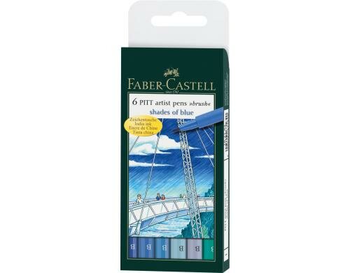Faber-Castell PITT Artist pen 6er Etui, shades of blue