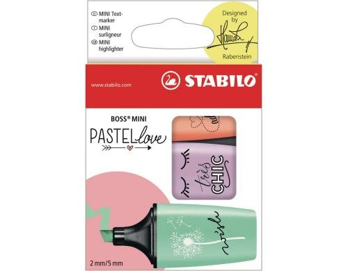 Stabilo Leuchtmarker Pastell Mini 3er Etui minze, lila, pfirsich