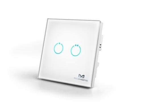 MCO Home Z-Wave+ Glas Wandschalter 2-fach weiss, mit zwei Relaisausgängen, GEN 5