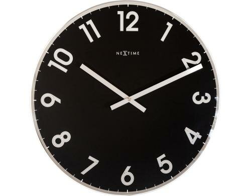 NexTime Wanduhr Reflect Schwarz Ø 43 cm, Glas