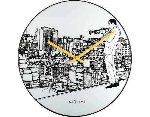 NexTime Wanduhr Trumpet City Ø 40 cm, Glas Metall