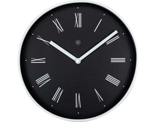 NexTime Wanduhr Irving Ø 25 cm, Plastik, schwarz