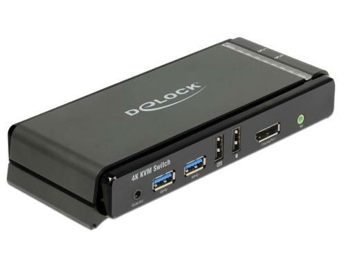 Delock 2 Port Displayport 1.2 KVM Switch 4K Manuell+Hotkeys, USB+Audio