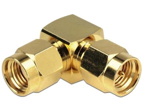 Delock RP-SMA Stecker zu SMA Stecker Gender Changer, vergoldet, 90° gewinkelt