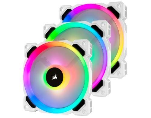Gehäuselüfter Corsair LL120 RGB LED 3er wei 120x120x25mm, 4Pin, 2200rpm, 26dBA