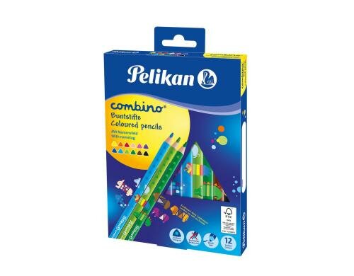 Pelikan Farbstifte Combino dick triangular 12 Stück, mit Tiermotiv-Aufdruck