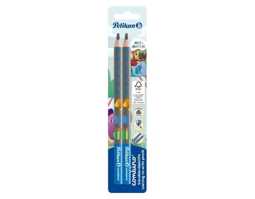 Pelikan Bleistift Combino blau 2 Stück Dick und triangular, Schreiblern-Stift