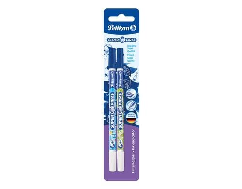 Pelikan Tintenlöscher Super Pirat M löscht königsblaue Tinte, 2 Stück
