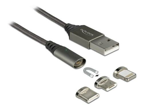 USB2.0-Ladekabel magnetische Stecker für USB-MicroB, Typ-C, Apple Lightning