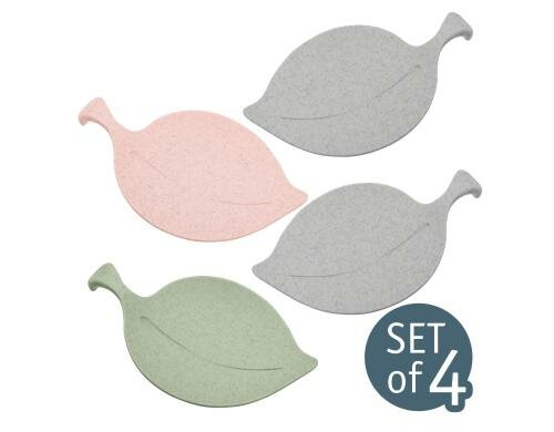 Koziol Schalen Leaf-On 4er Set Organic grün, grau, pink