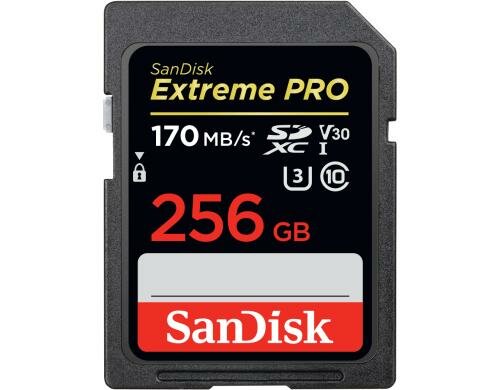 SanDisk SDXC Card 256GB Extre Pro UHS-I V30 lesen 170MB/sec, schreiben 90MB/s