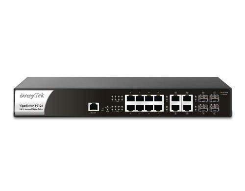 Draytek VigorSwitch P2121 : 8 Ports RJ-45 managed, 4xSFP/RJ-45 , 8xPOE+,  140W Budget
