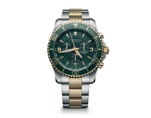Victorinox Chronograph green dial+bracelet Herrenuhr, Edelstahl, Durchmesser 43 mm