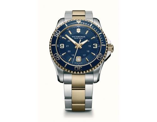 Victorinox Large 2-tone blue dial+bracelet Herrenuhr, Edelstahl, Durchmesser 43 mm
