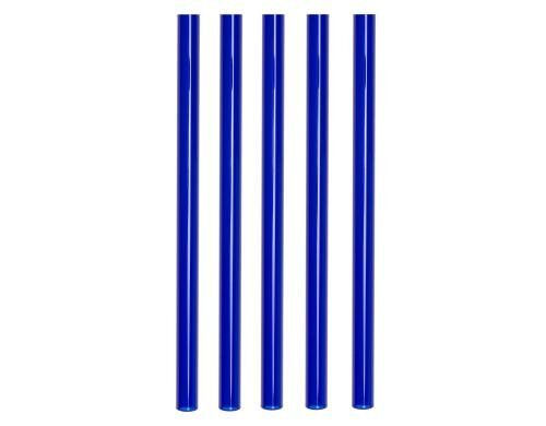 Strawganic Glasstrohhalme Set gerade blau 5 Stück 21cm, inkl. Reinigungsbürste