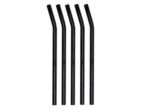 Strawganic Glasstrohhalme Set schwarz gebogen, 5 Stück 21cm, ink. Reinigungsbürst