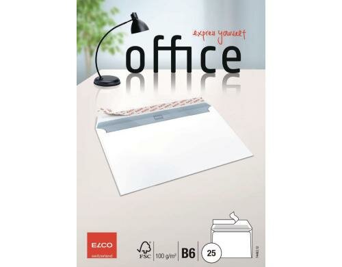 Elco Office Couvert B6 weiss Inhalt à 25 Couvert, ohne Fenster