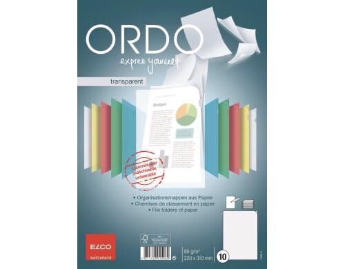 Elco Sichtmappe Ordo transparent, weiss Packung à 10 Stück