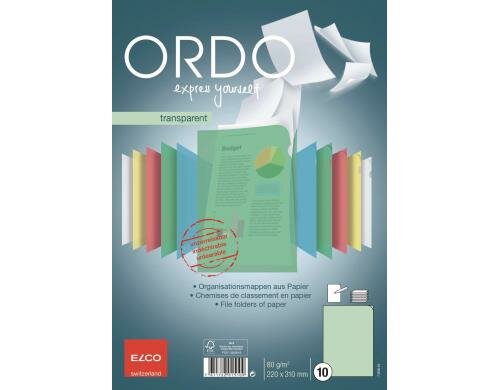 Elco Sichtmappe Ordo transparent, grün Packung à 10 Stück