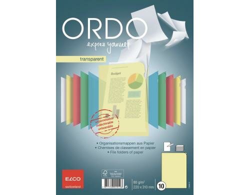 Elco Sichtmappe Ordo transparent, gelb Packung à 10 Stück