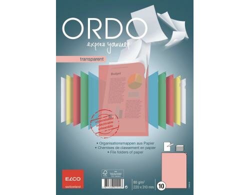 Elco Sichtmappe Ordo transparent, rot Packung à 10 Stück