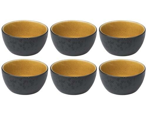 Bitz Schale 10cm schwarz/gelb 6er Set, 10cm Durchmesser, Stoneware