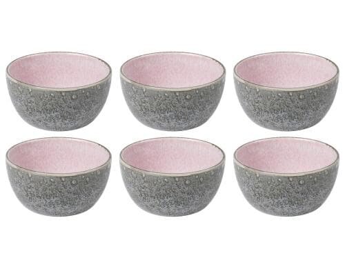 Bitz Schale 10cm grau/rosa 6er Set, 10cm Durchmesser, Stoneware
