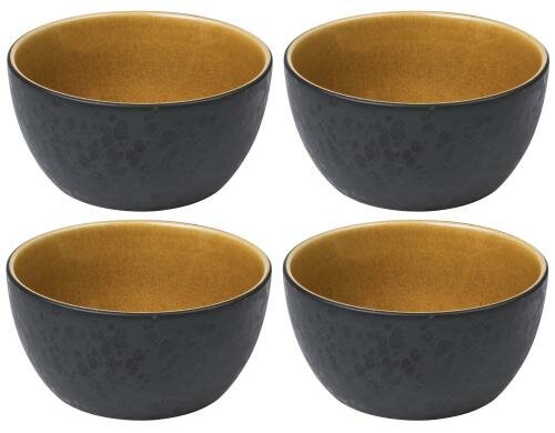 Bitz Schale 14cm schwarz/gelb 4er Set, 14cm Durchmesser, Stoneware