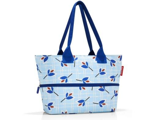 Reisenthel Schultertasche shopper e1 leaves blu, Volumen kann vergrössert werden