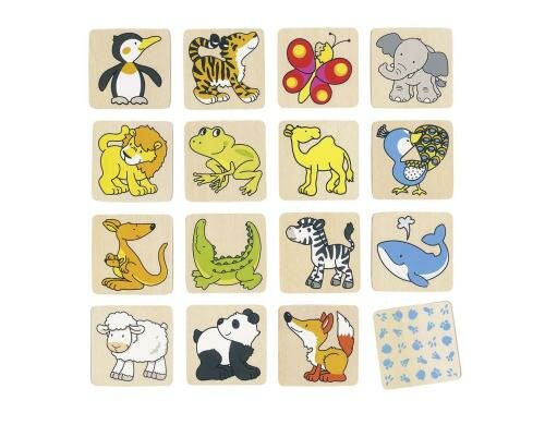 Goki Memospiel Tiere 5 x 5 cm, Holz, 32 Teile