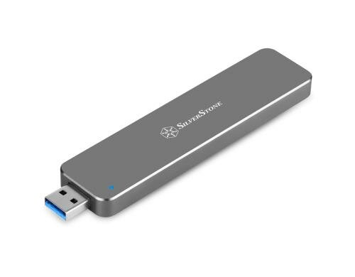 SST ext. M.2 Gehäuse SST-MS09C grau, USB 3.1 Type-C, M.2 SATA SSD