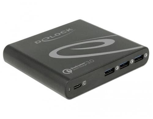 Delock Ladegerät 1x USB-C PD+3x USB-A QC Schwarz
