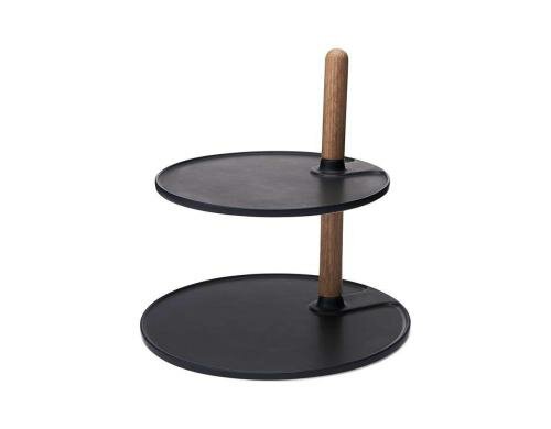 Morsö Etagere 26 cm, 2 Ebenen, Porzellan, Eichenholz