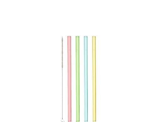 Leonardo Glas Strohalm 4er Set Ciao 23cm 4er Set, 23cm inkl Reinigungsbürste, bunt