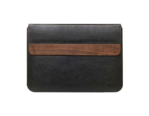 Woodcessories EcoPouch Walnuss / schwarz für MacBook 11/12/13