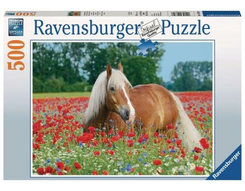 Puzzle Pferd im Mohnfeld 500 Teile